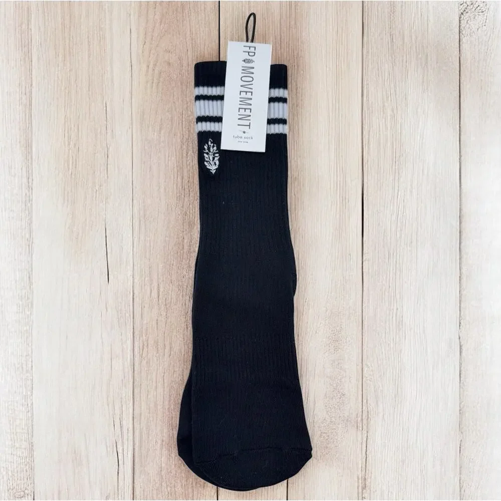 NEW Free People Movement Logo Stripe Tube Socks Black FP Movement Lucky Honey